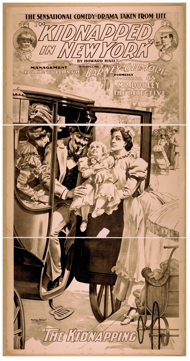 Schwarz-weißes Zeitungsbild betitelt "Detective, Chicago, Capital du Crime", das eine belebte Stra├čenSzene mit Menschen und Fahrzeugen sowie Geb├Ąude im Hintergrund zeigt.