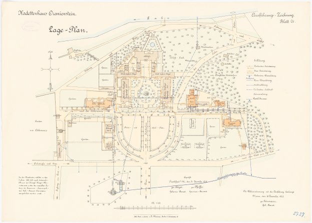 Eine detaillierte Karte von Köln, Deutschland, mit einer darübergelegten Zeichnung eines Gebäudes und begleitendem Text über die Geschichte, Kultur und Sehenswürdigkeiten der Stadt.