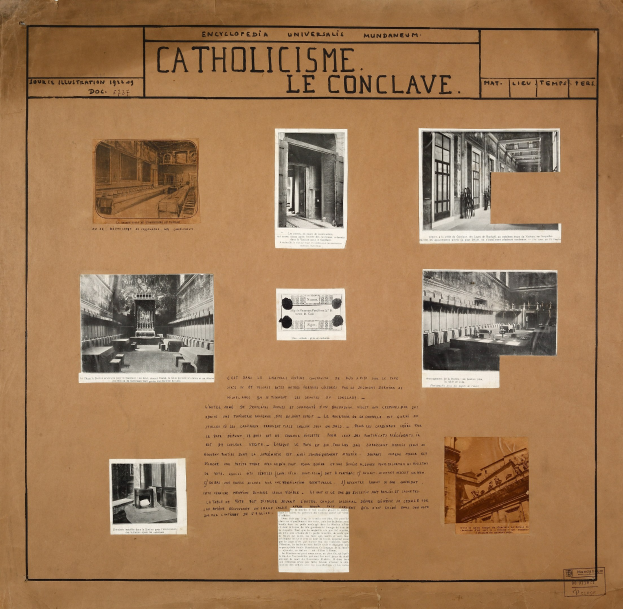 Ein Buch mit Bildern verschiedener Räume, Gänge und Artefakte der katholischen Kirche, begleitet von Texten zur Geschichte und Bedeutung der Kirche.