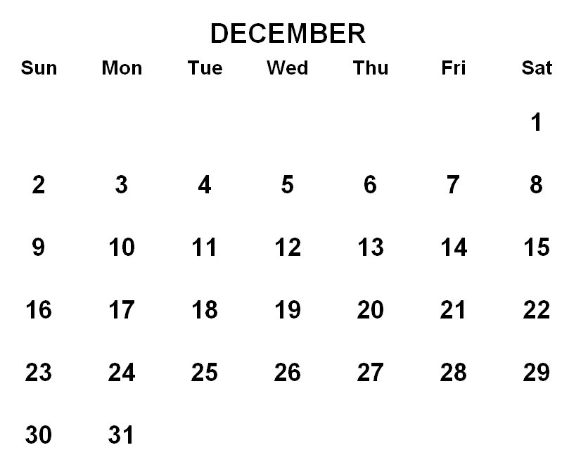 Kalender für Dezember 2019 mit fetten und farblich hervorgehobenen Feiertagen auf einem weißen Hintergrund.