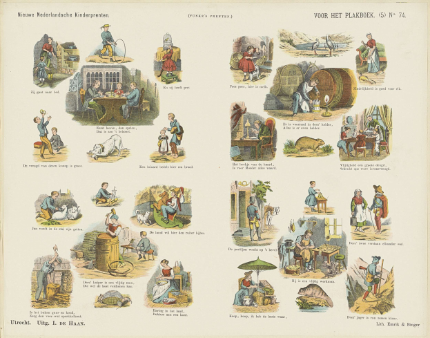 Ein buntes, cartoonartiges Kinderbuch mit illustrierten Menschen und Tieren in fetter, fröhlicher Schrift.