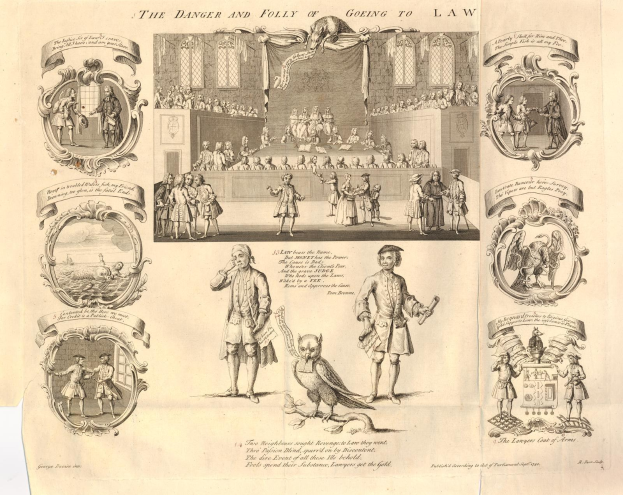 Eine Papierreportage, die verunsicherte Menschen in verschiedenen Zuständen von Verwirrung und Angst zeigt, begleitet von einer fett gedruckten Textzeile, die die Gefahren einer juristischen Verfolgung betont.