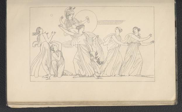 Ein Buchumschlag mit einer lebendigen Illustration einer Gruppe tanzender Frauen in harmonischen, synchronen Posen, mit detaillierter Kleidung und Gesichtsmerkmalen.