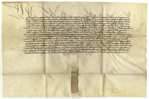 Ein vergilbtes, altes Stück Papier mit schwarzer Handschrift, ein Brief der deutschen Regierung, der die Freigabe eines Gesuchs für die Hinrichtung eines Mannes anfordert.